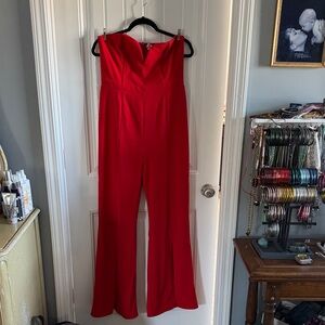 Entro Vibrant Red Strapless Jumpsuit
